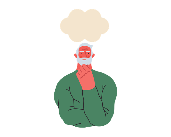 Old man thinking  Illustration