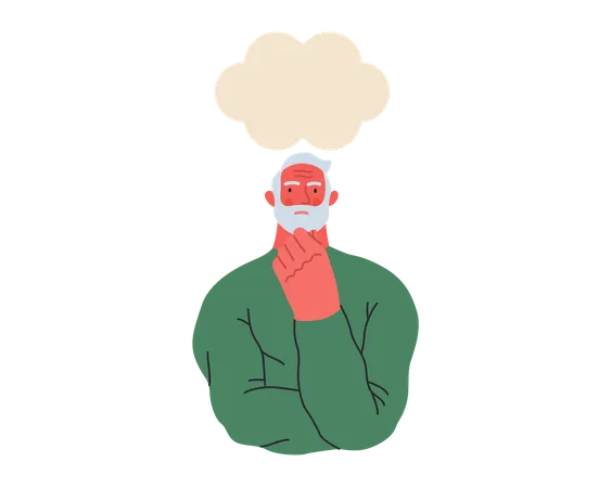 Old man thinking  Illustration