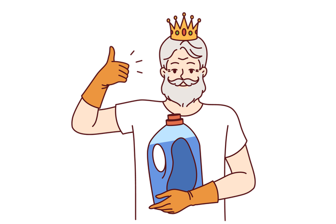 Old man thinks himself as royal king  イラスト