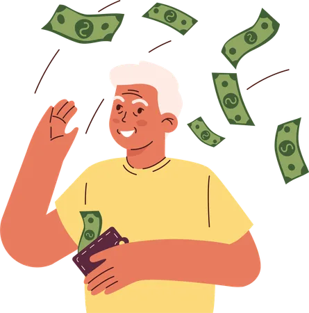 Old man throws money due to dementia problem  Illustration
