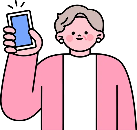 Old man using mobile phone  Illustration