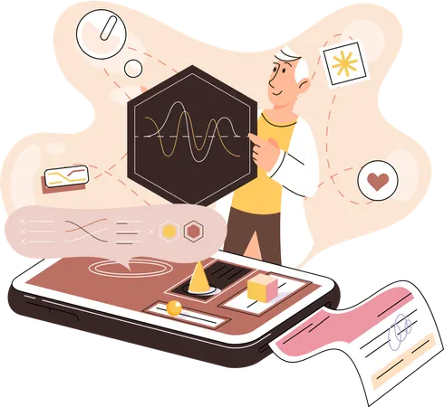 Old man using online medical service mobile app  Illustration