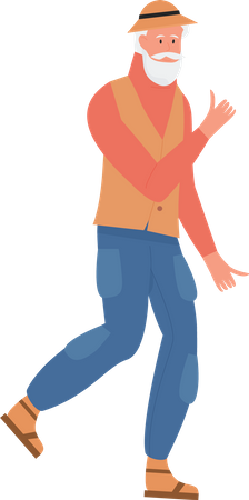 Old man walking  Illustration