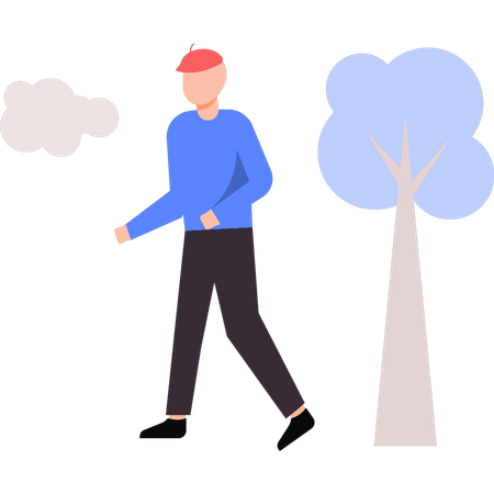 Old man walking in park  Illustration