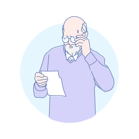 Old man watching bill  Illustration