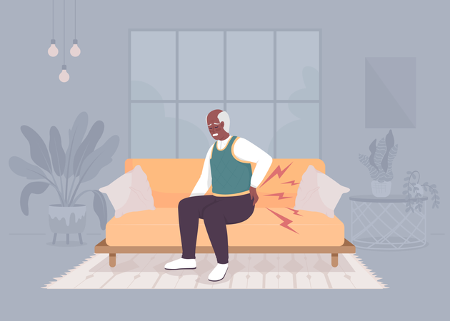 Old man with aching back Illustration