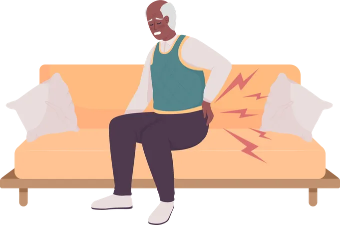 Old man with aching back  Illustration