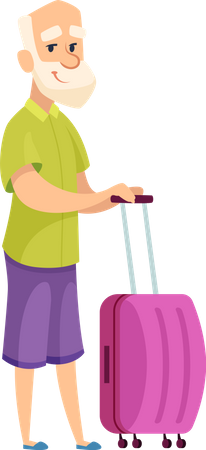 Old man with luggage Illustration