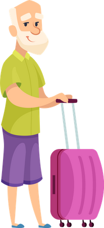 Old man with luggage  Illustration