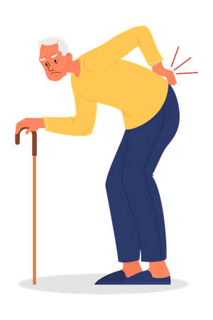 Old man with lumbar pain  Illustration