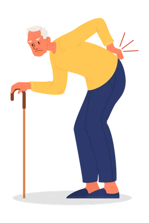 Old man with lumbar pain  Illustration