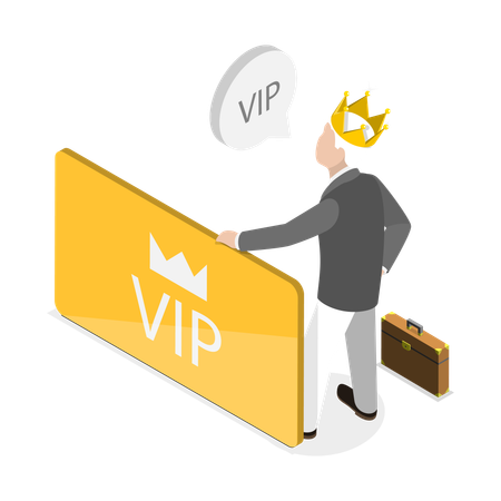 Old man with vip membership  Illustration