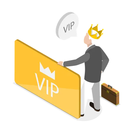 Old man with vip membership  Illustration