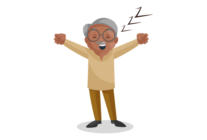 Old man yawning  Illustration