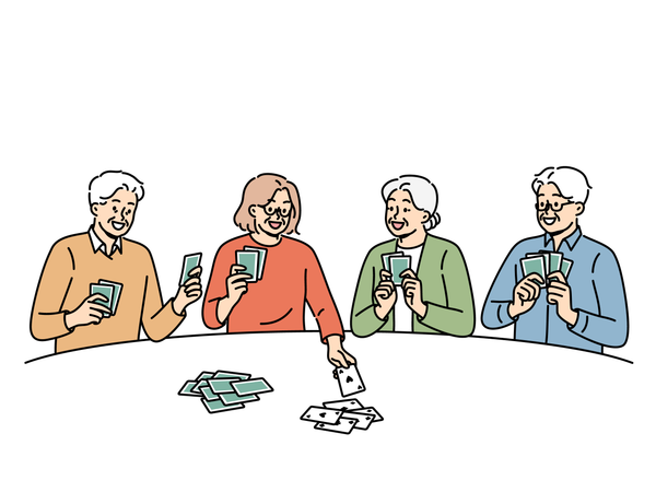Old people are playing cards  Illustration
