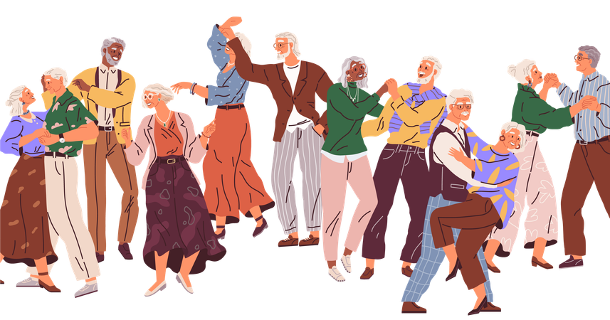 Old people dancing  Illustration