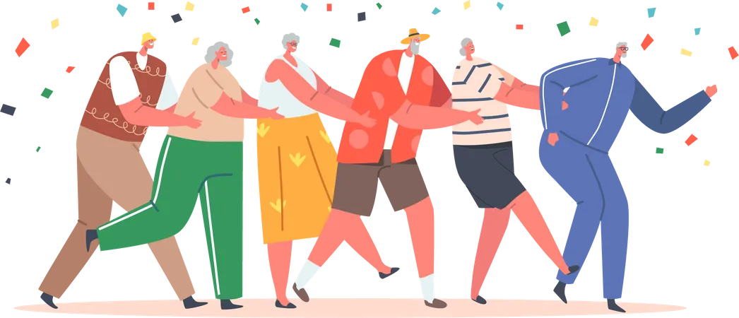 Old People Dancing Illustration