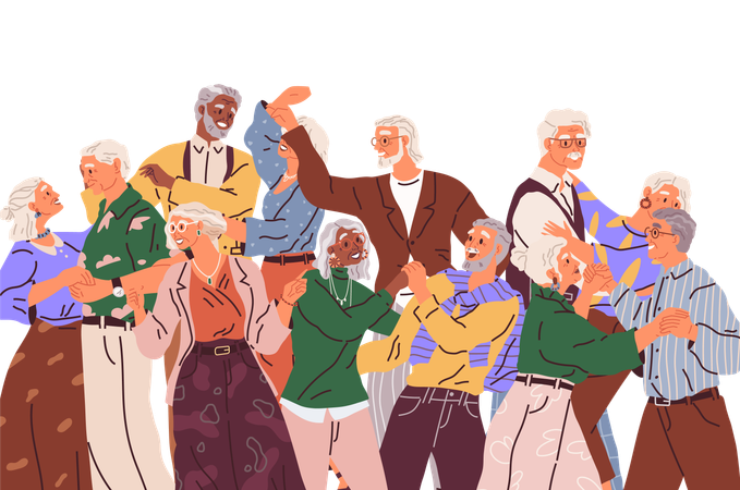 Old people dancing in party  일러스트레이션