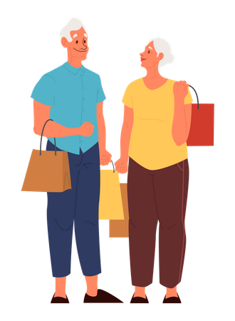 Old people doing shopping together  Illustration