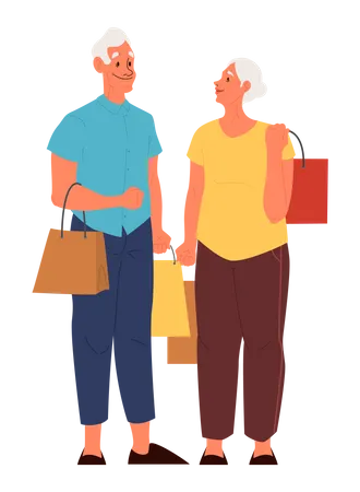 Old people doing shopping together  Illustration