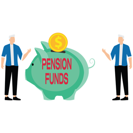 Old people saving in pension fund  Illustration
