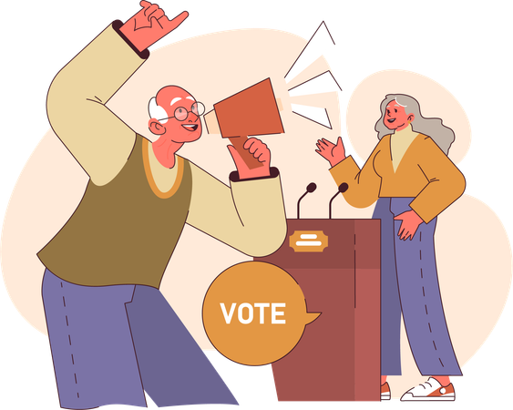 Old people speech for vote  Illustration