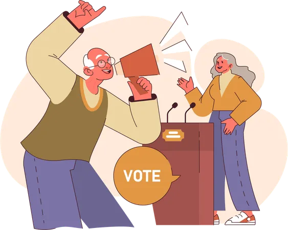 Old people speech for vote  Illustration