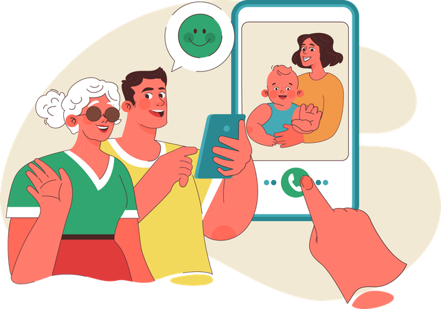 Old people talking to grand children  Illustration