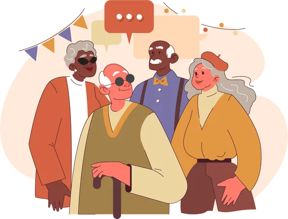 Old people together  Illustration