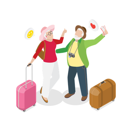 Old People Travelers  Illustration