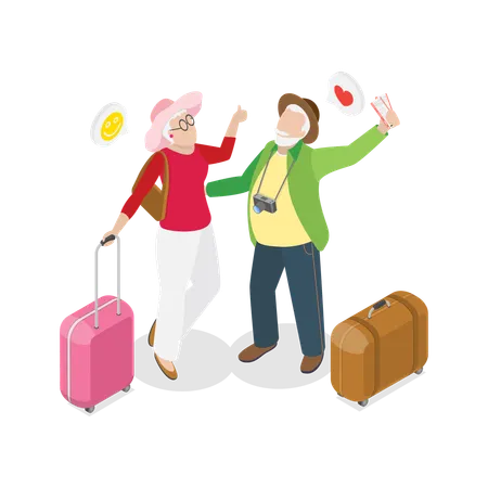 Old People Travelers  Illustration