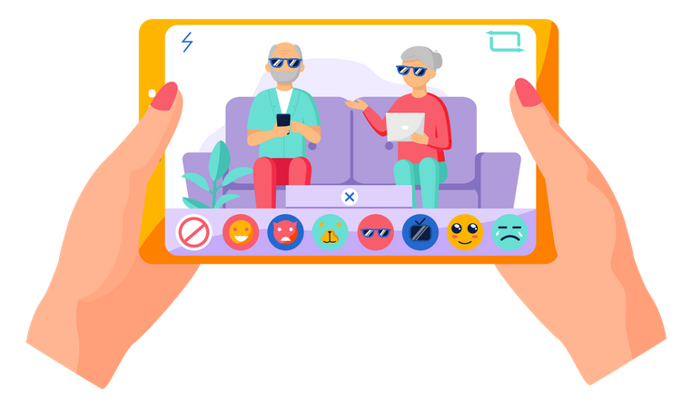 Old people using social media application  Illustration