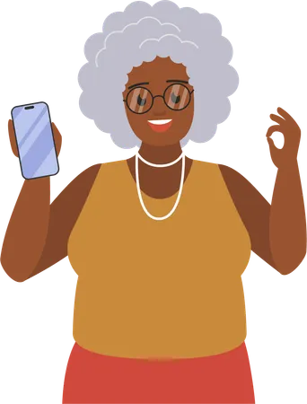 Old people with phones closeup5  Illustration