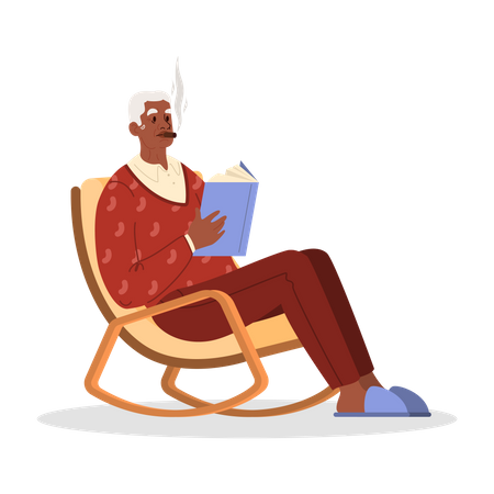 Old person smoking  Illustration