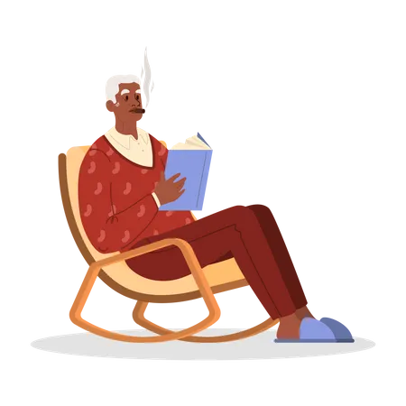 Old person smoking  Illustration