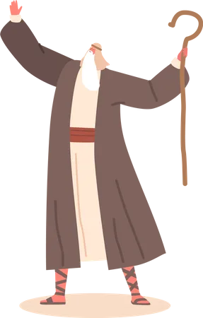 Old Prophet Standing With Raised Hands Illustration