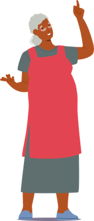 Old senior woman showcasing good idea thinking searching solution  Illustration
