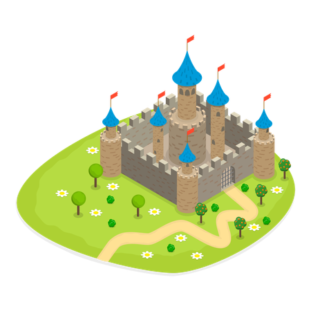 Old style medieval castle  イラスト
