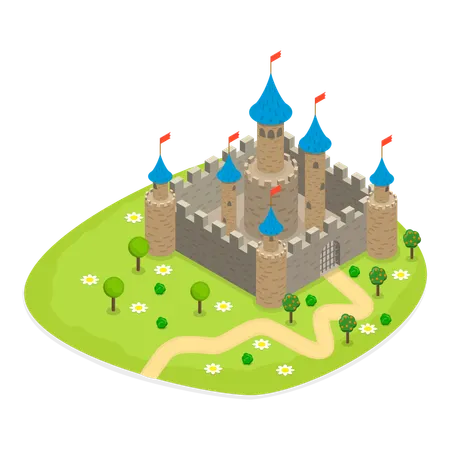 Old style medieval castle  イラスト