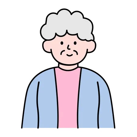 Elderly Woman Simple Style Vector Illustration