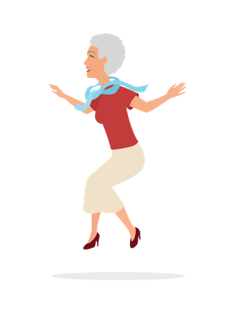 Old woman dancing  Illustration