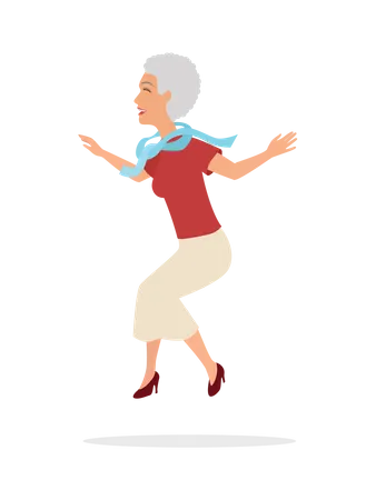 Old woman dancing  Illustration
