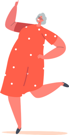 Old woman dancing  Illustration