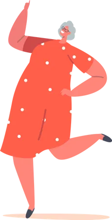 Old woman dancing  Illustration