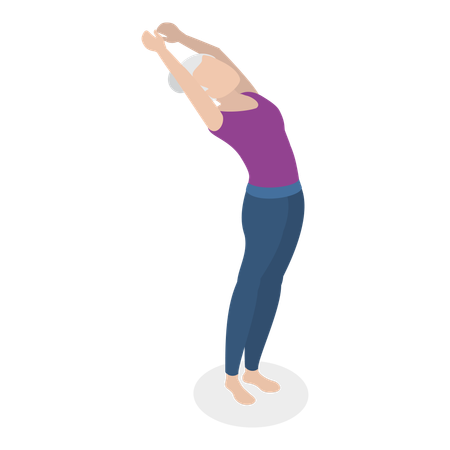 Old woman doing body stretching exercise  Illustration