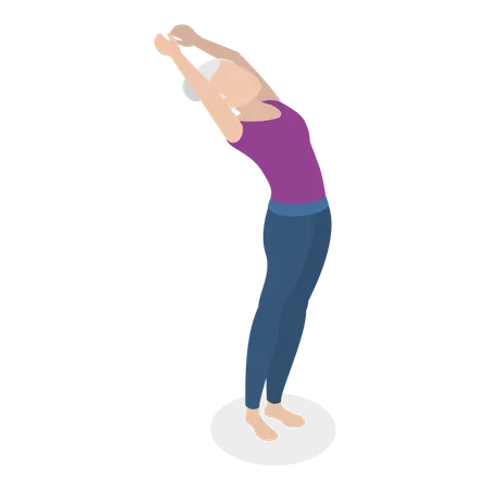 Old woman doing body stretching exercise  Illustration