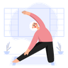 illustrations of old woman doing yoga