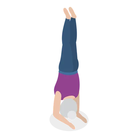 Old woman doing hand stand  Illustration