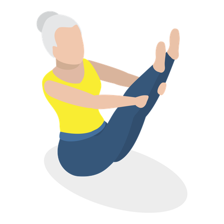 Old woman doing morning exercise  Illustration