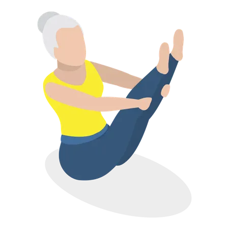 Old woman doing morning exercise  Illustration